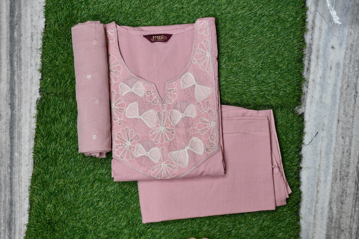Dusty Rose kurta and pant laid out together